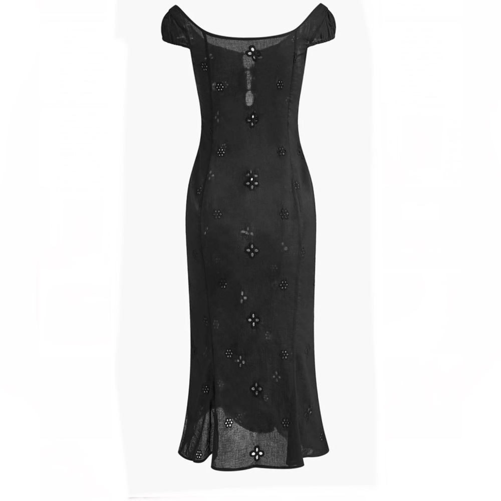 Commense Semi-Sheer Cotton Keyhole Neckline Midi Dress